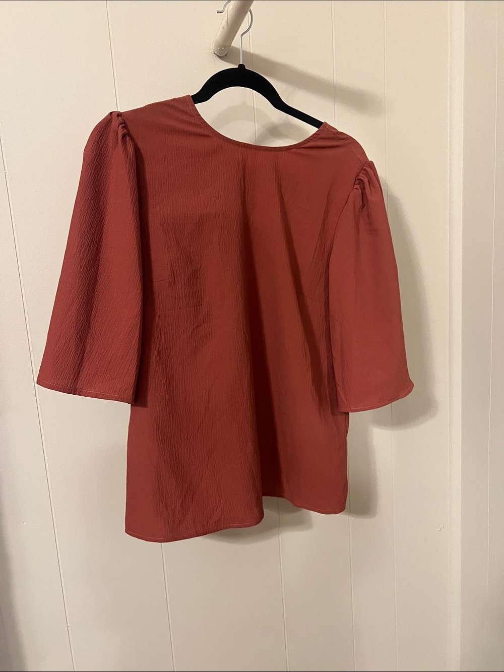 Womens Rust Puff Sleeve Blouse - Brand Unspecified